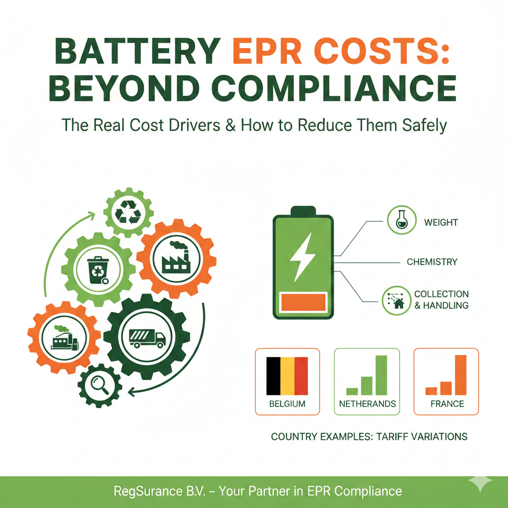 EU Battery EPR fees: what drives cost and how to reduce it (chemistry, weight, collection obligations) – with real country examples and rates