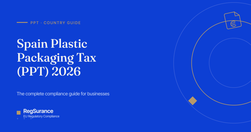 Spain Plastic Packaging Tax (PPT) 2026 — RegSurance complete compliance guide for businesses.